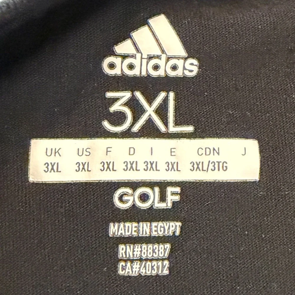 Adidas Golf Shirt Mens 3XL Black Short Sleeve Big Logo Graphic Cotton T-Shirt